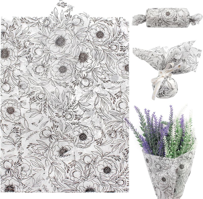 Benvo Floral Tissue Paper 20x29 Inch - 20 Sheets Decoupage Craft Paper for Gift Wrapping, Flower DIY Art Projects, Spring Wedding, Birthday & Baby Shower Decorations(Style O) - Image 1